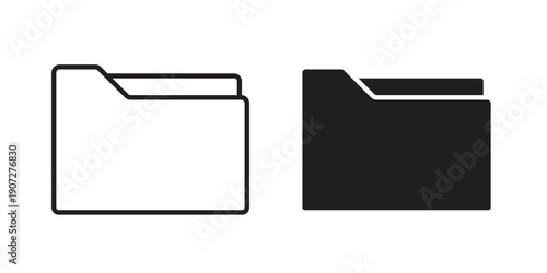 File Folder icon design silhouette and line art style on white background