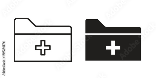 File medical icon. Outline and flat icons collection. EPS10