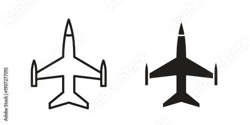 Fighter jet icon. Outline and flat icons collection. EPS10