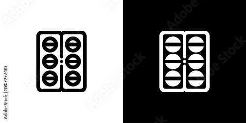 Pills icon concept with flat Black White Background. Vector illustration.
