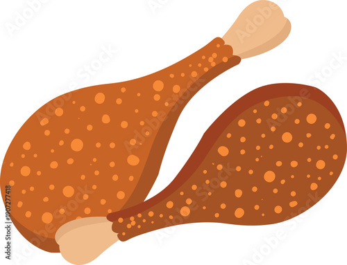 Roasted chicken leg. Fast food cartoon icon