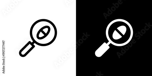 Medical Research icon concept with flat Black White Background. Vector illustration.