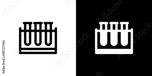 Test Tubes icon concept with flat Black White Background. Vector illustration.