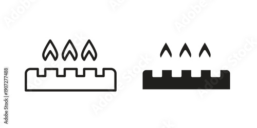 Fire burner icon. Outline and flat icons collection. EPS10