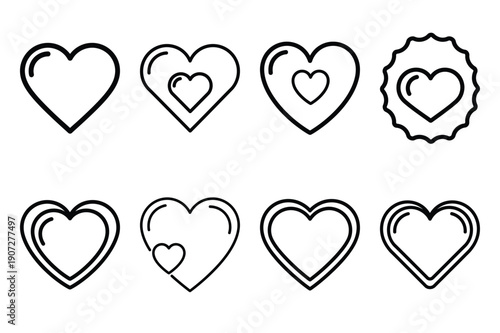 romantic love badge black and white valentines day silhouette icons set