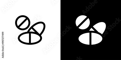 Drugs icon concept with flat Black White Background. Vector illustration.