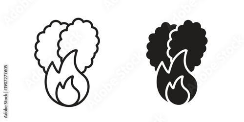 Fire smoke icon. Outline and flat icons collection. EPS10