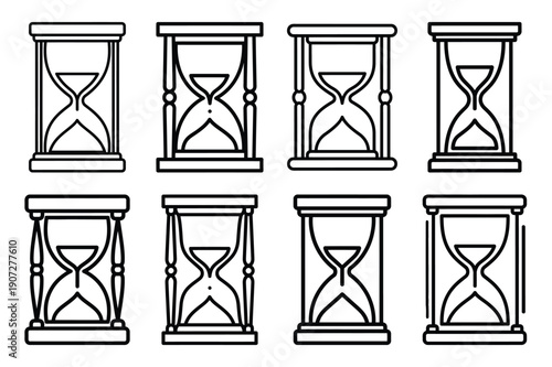 romantic love hourglass black and white valentines day silhouette icons set