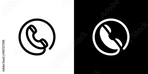 Phone icon concept with flat Black White Background. Vector illustration.