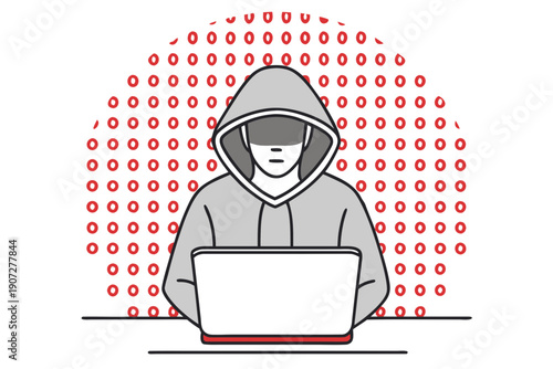 Cybersecurity Concept With Anonymous Hacker Using Laptop