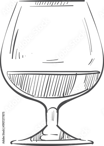 Cognac glass. Hand drawn beverage sketch. Drink icon