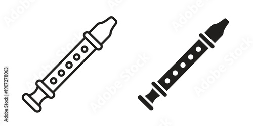 Flute icon. Outline and flat icons collection. EPS10