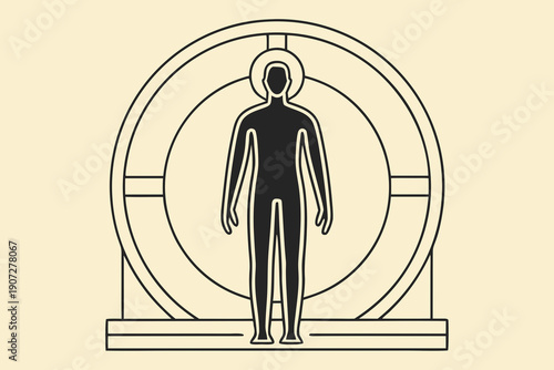 Vitruvian Man Illustration, Human Anatomy Drawing, Proportions Concept