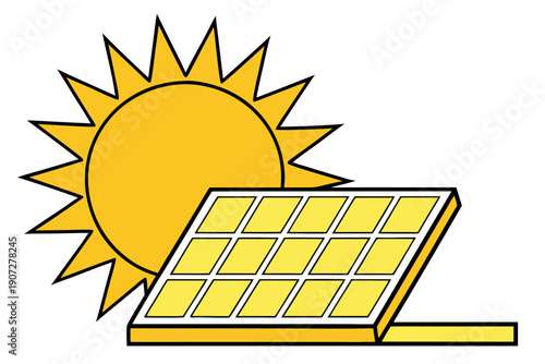 Sun and Solar Panel Icon