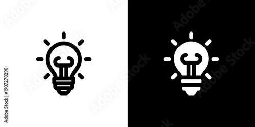 Idea icon concept with flat Black White Background. Vector illustration.