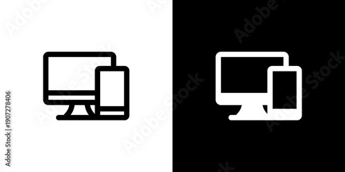 Device icon concept with flat Black White Background. Vector illustration.