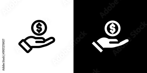 Profit icon concept with flat Black White Background. Vector illustration.