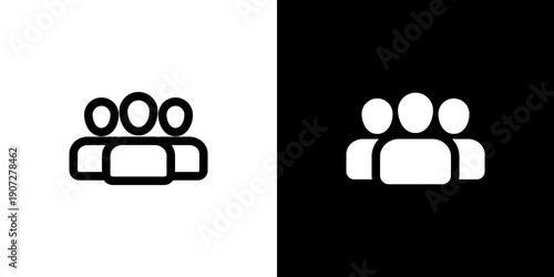 Team icon concept with flat Black White Background. Vector illustration.