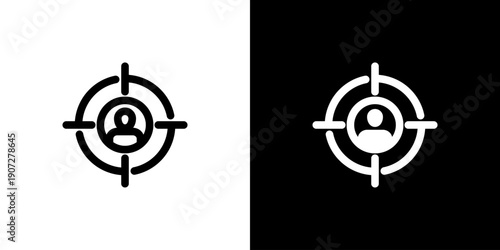 Target Audience icon concept with flat Black White Background. Vector illustration.