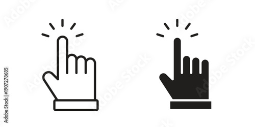 Hand cursor icon. Outline and flat icons collection. EPS10