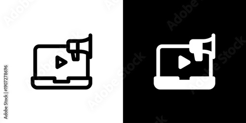 Content Marketing icon concept with flat Black White Background. Vector illustration.