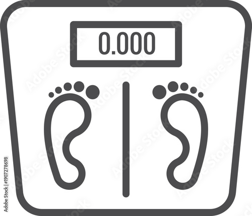 Floor weight scales line icon with human footprint