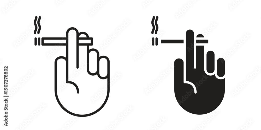 Fototapeta premium Hand holding cigarette icon. Outline and flat icons collection. EPS10