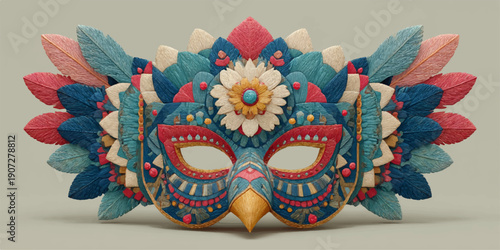 Vibrant and intricate flower arrangement with red, white, and blue accents .brazil carnival theme 2026