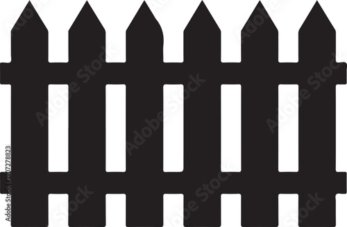 Fence icon, picket fence silhouette, various fence and gate silhouette, wooden picket fence silhouette illustration