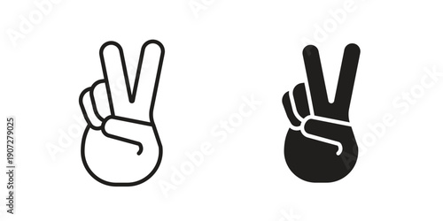 Hand peace icon. Outline and flat icons collection. EPS10