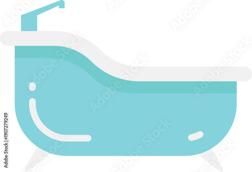 Bathtub cartoon icon. House washing room furniture