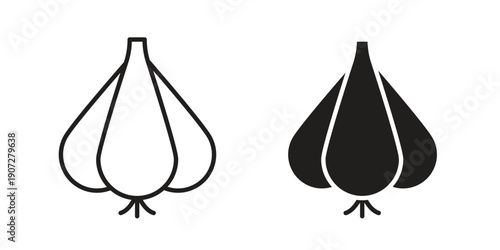 Garlic icon. Outline and flat icons collection. EPS10