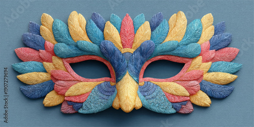 Colorful butterfly mask with intricate patterns and vibrant hues.brazil carnival 2026