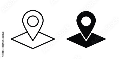 Land layer location icon. Outline and flat icons collection. EPS10