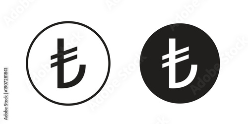 Lira signs. Outline and flat icons collection. EPS10