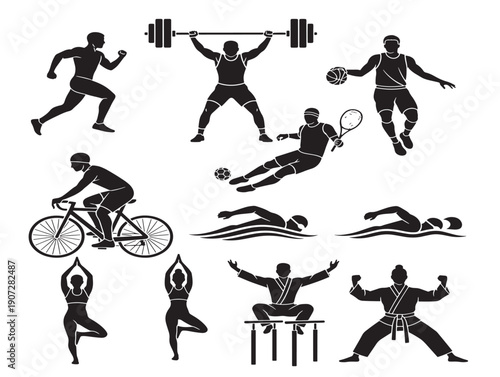 Fitness and sports silhouette icon for active lifestyle designs