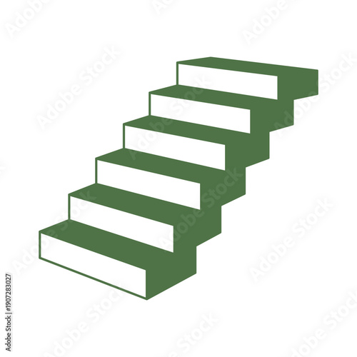 Perspective staircase illustration. Vector icon of upward steps with angle and clean structure.