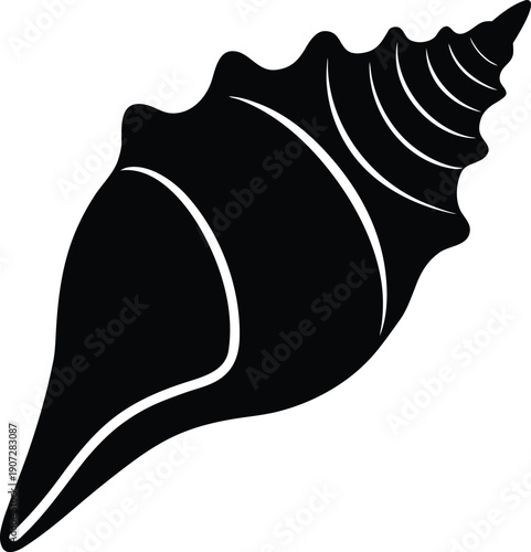 Shankh Conch Shell Flat Icon Silhouette Vector Art Illustration