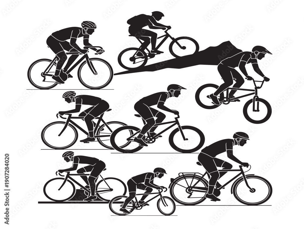 Obraz premium Cycling sport silhouette with an energetic and scenic road race