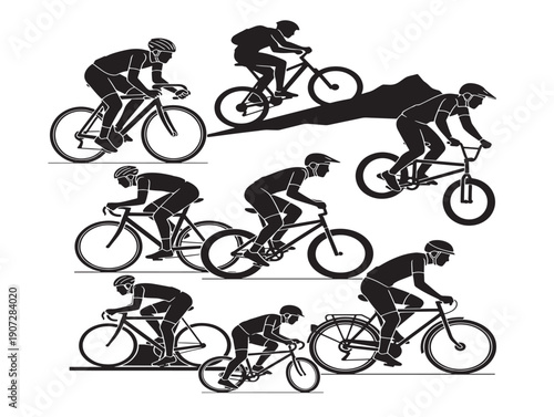 Cycling sport silhouette with an energetic and scenic road race