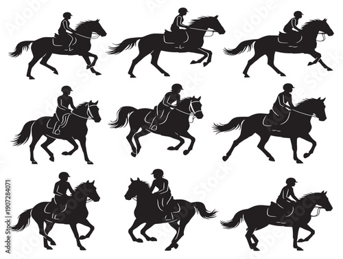 Horse riding silhouette with a majestic and elegant equestrian scene