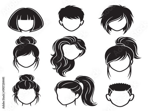 Hair style silhouette with a modern and fashionable design