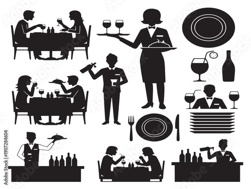 Restaurant dining silhouette with a sophisticated and social design