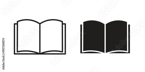 open book icon. Outline and flat icons collection. EPS10