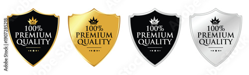 100% Premium Quality Shield Badges: Trusted Guarantee Icons for Products and Brands