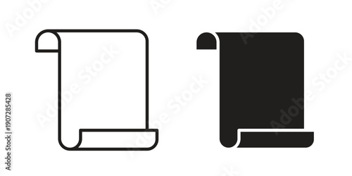 Paper Scroll icon. Outline and flat icons collection. EPS10