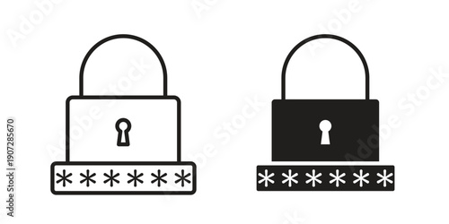passkey security icon. Outline and flat icons collection. EPS10