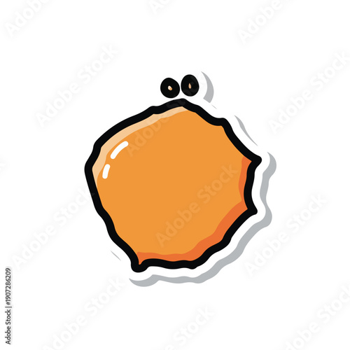 A digitally illustrated orange emoticon with a shocked expression is centered on a plain white background from a direct viewpoint.