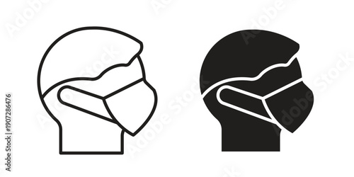 Person in mask icon. Outline and flat icons collection. EPS10