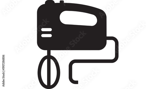 Mixer kitchen hand held electric with cord and beaters icon featuring handheld, black, simple with vector and graphic elements for cooking, baking projects, clean composition on simple background